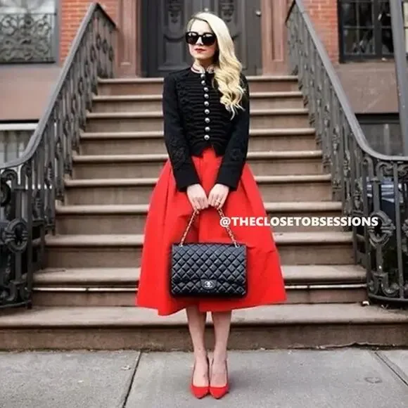 ZARA Blogger Fave Bright Red A-Line High Waist Midi Skirt NWT - Picture 13 of 16